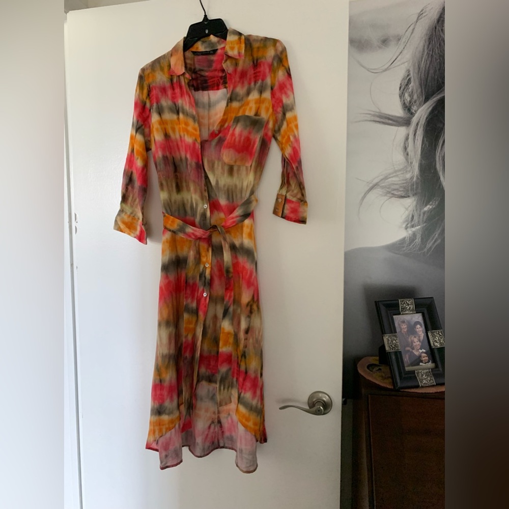 Zara Linen Midi Shirt Dress
